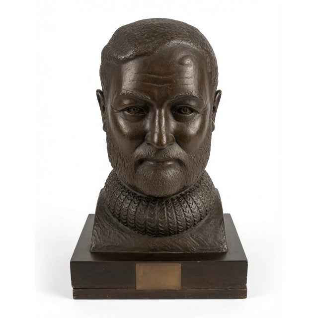 This rare and signed ceramic bust of Ernest Hemmingway, created in 1966 by artist Leonore Myers, is a large and unique...