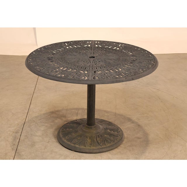 Hanamint Outdoor Round Cast Aluminum Dining Table and Chair Set For Sale - Image 15 of 18