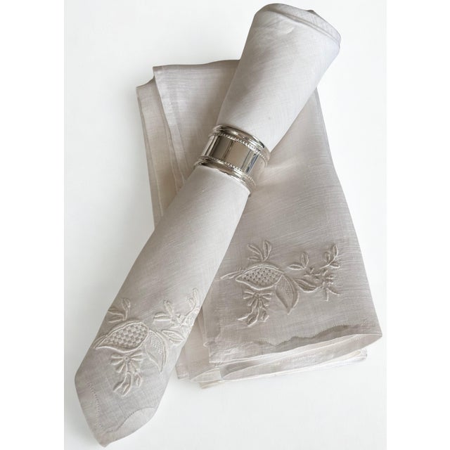 Pomegranate Motif Fine Cotton Linen Napkins - Set of 8 For Sale - Image 15 of 15