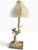 Bird on Tree Trunk Table Lamp With Fringed Scalloped Shade | Hollywood Regency For Sale - Image 4 of 9