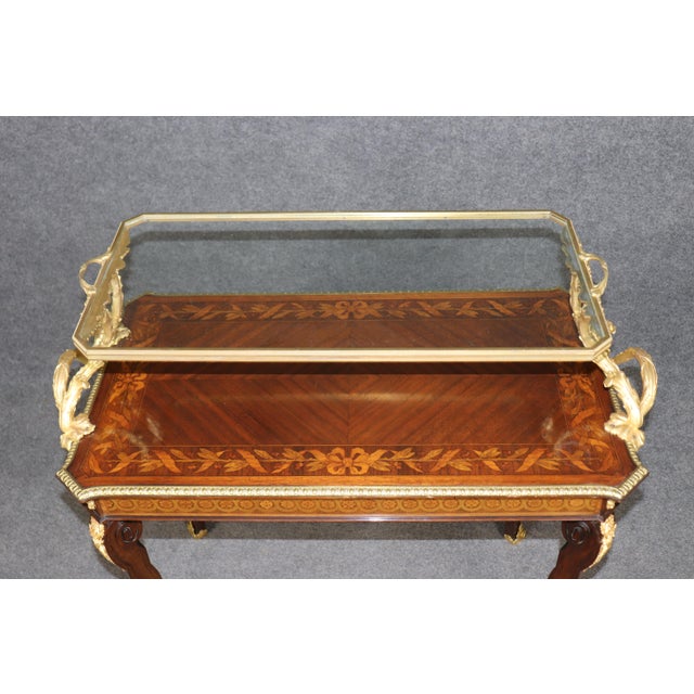 Late 19th Century French Louis XV Gilt Bronze Inlaid Attributed Sormani Dessert Table For Sale - Image 5 of 10