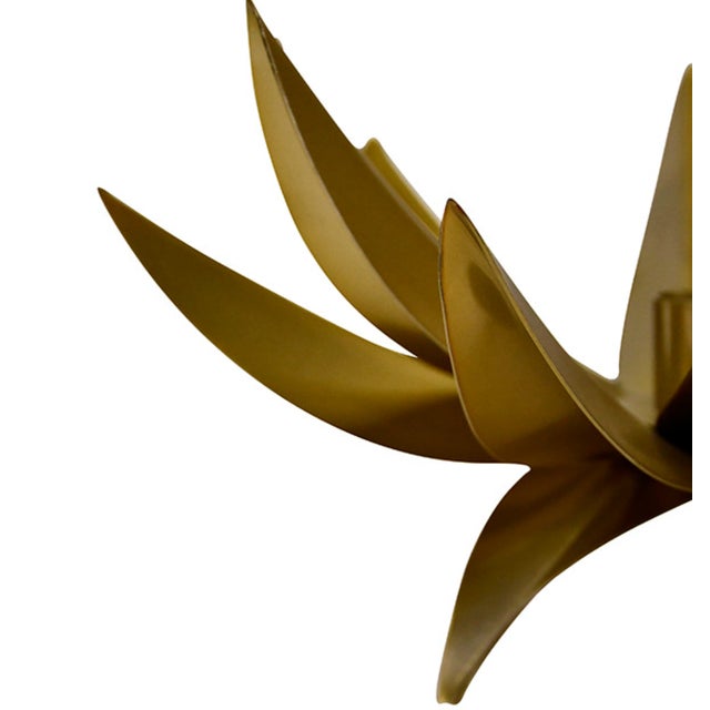 Worlds Away Matthew Izzo Home Sparky Antique Brass Palm Tree Taper Candle Holder For Sale - Image 4 of 7