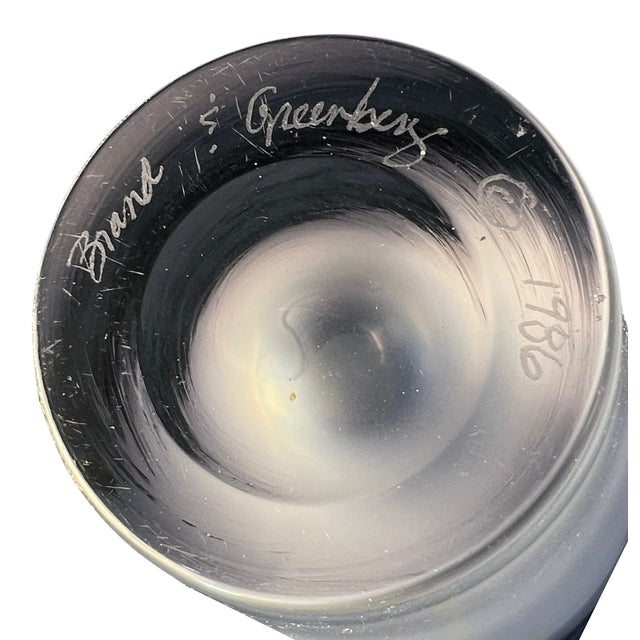 Art Glass Lavender Gray Cone Shaped Vase Brand & Greenberg 1986 For Sale - Image 17 of 17