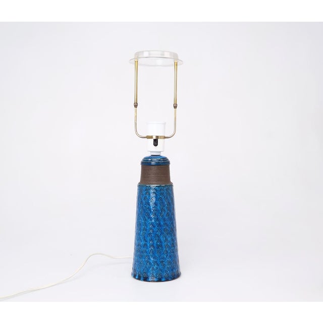 Mid-Century Modern Blue Ceramic Table Lamp by Nils Kähler for Kähler, 1960s For Sale - Image 3 of 12