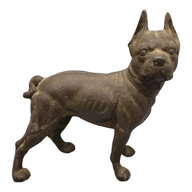 Antique Cast-Iron Boston Terrier Doorstop — National Foundry, C. 1925–1935 For Sale