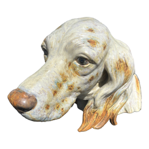 English Setter in Glazed Porcelain, Signed LLadro