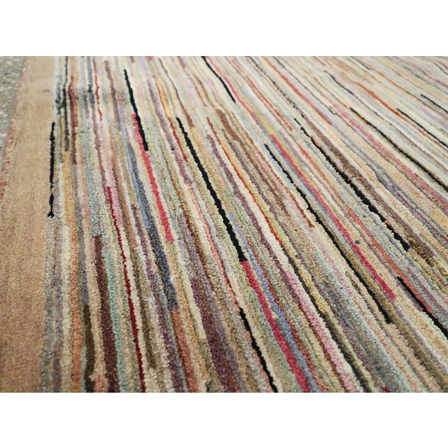 Mid 20th Century Galerie Shabab Collection Mid-20th Century Chinese Art Deco Throw Rug For Sale - Image 5 of 9
