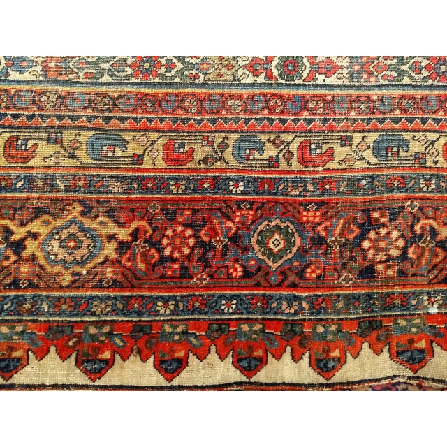 19th Century Persian Bidjar Rug, Hand-Knotted Wool, Herati Geometric Pattern, Ivory & Red, 10x14 For Sale - Image 4 of 18