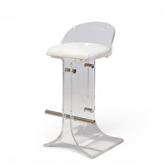 Charles Hollis Jones for Hill Manufacturing Mid Century Lucite Barstools - Set of 3 For Sale In Chicago - Image 6 of 12