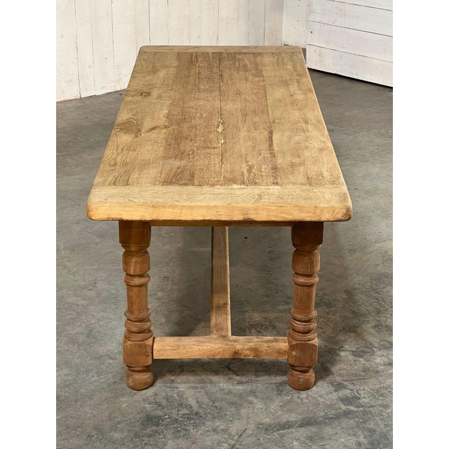 French Oak Farmhouse Kitchen Dining Table with Drawer, 1920 For Sale - Image 4 of 18