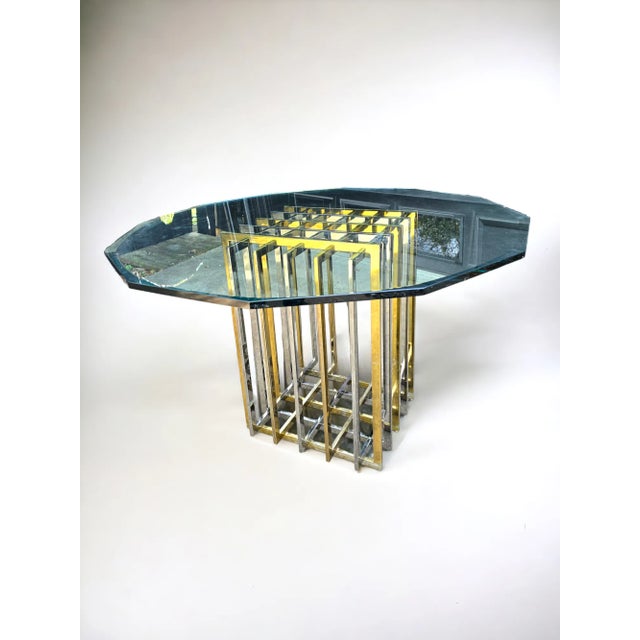 1970s Pierre Cardin Geometric Chrome & Brass Cage Dining Table For Sale In Dallas - Image 6 of 11