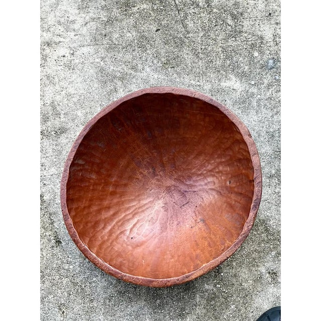 Contemporary Vintage Hand-Carved Wooden Salad Bowl For Sale - Image 3 of 13