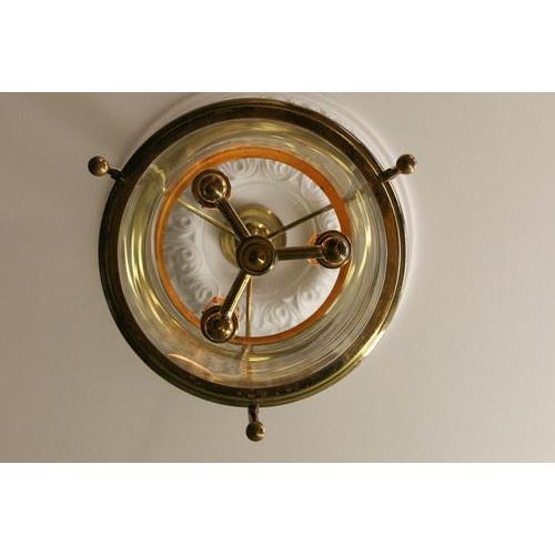 1950s French Neoclassical Brass and Clear Glass Round Hanging Lantern, 1950s For Sale - Image 5 of 18