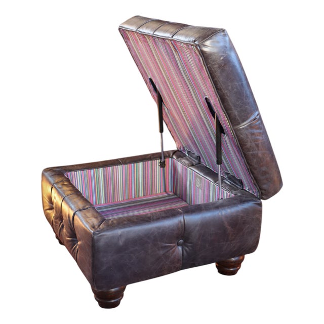 Oxford Collection Leather Ottoman from Timothy Oulton, 2010s For Sale