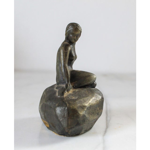 Black Vintage Danish Cast Metal Mermaid Figure For Sale - Image 8 of 10