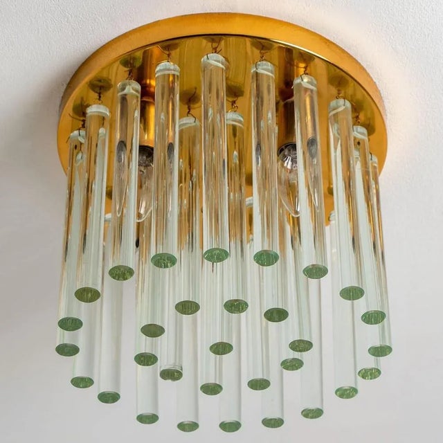 Crystal Glass and Brass Flush Mount by Ernst Palme, 1970s For Sale - Image 4 of 12