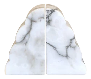 Mid Century White Italian Carved Alabaster Bookends- a Pair