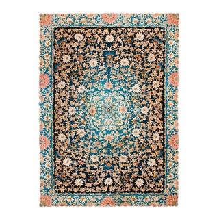 1920s Black Arabesques Antique Chinese Art Deco Rug 9'2" X 11'8" Handknotted Wool Carpet For Sale