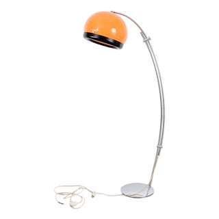 Mid-Century Space Age Orange Floor Arc Lamp, 1970s For Sale