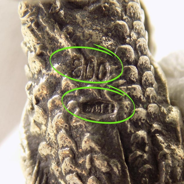 Metal Vintage Italian Handmade Genuine Silver Cockerel Roaster Figurine Miniature For Sale - Image 7 of 9