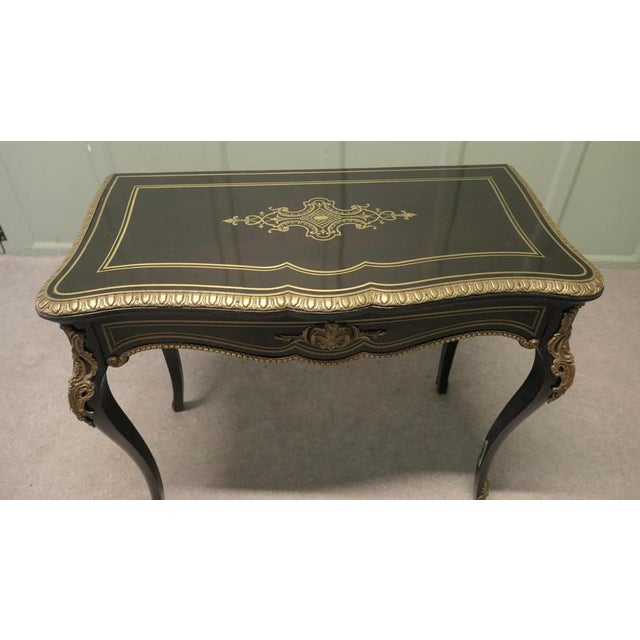 Louis XV French Ebonized Games Table with Brass Inlay For Sale - Image 6 of 9