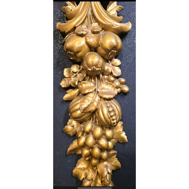 VNT MCM Syroco Wood Gold Gilt Panels Fruit & Bow Garland Wall Hanging Decor XL For Sale - Image 10 of 11