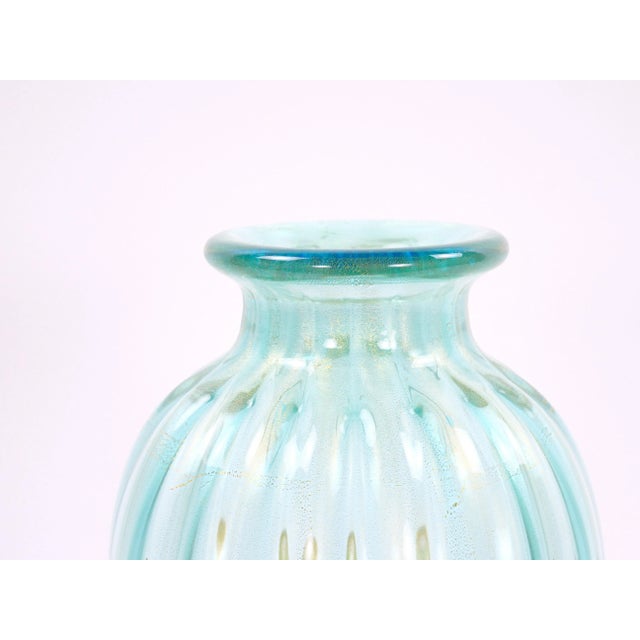 Hand-Crafted Mouth Blown Gold Flecks Exquisite Venetian Glass Vase For Sale - Image 11 of 12