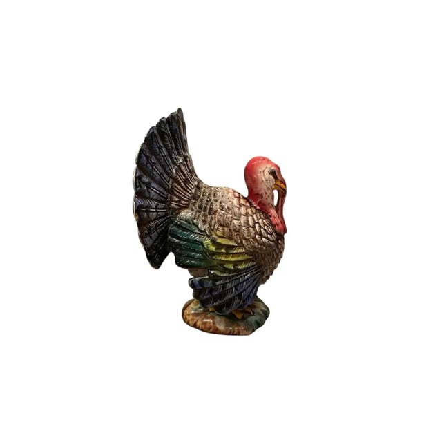 Rare hard to find vintage Italian majolica table top hand painted ceramic turkey . Excellent condition with beautiful...