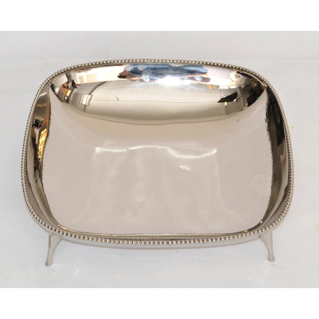 Art Deco Art Deco Style Square Footed Bowl Silver Plated Steel & Silver Border Centerpiece For Sale - Image 3 of 13