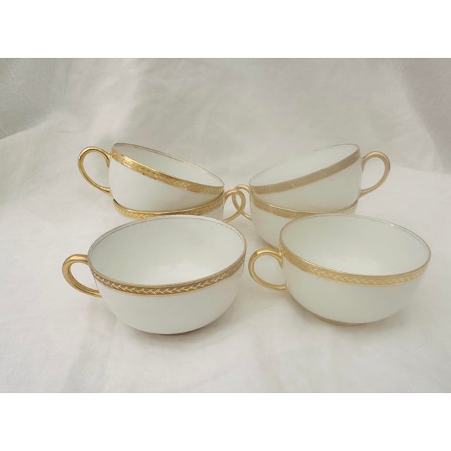 French Vintage Set of 6 Vignaud Limoges Gold Rim Cups For Sale - Image 3 of 6