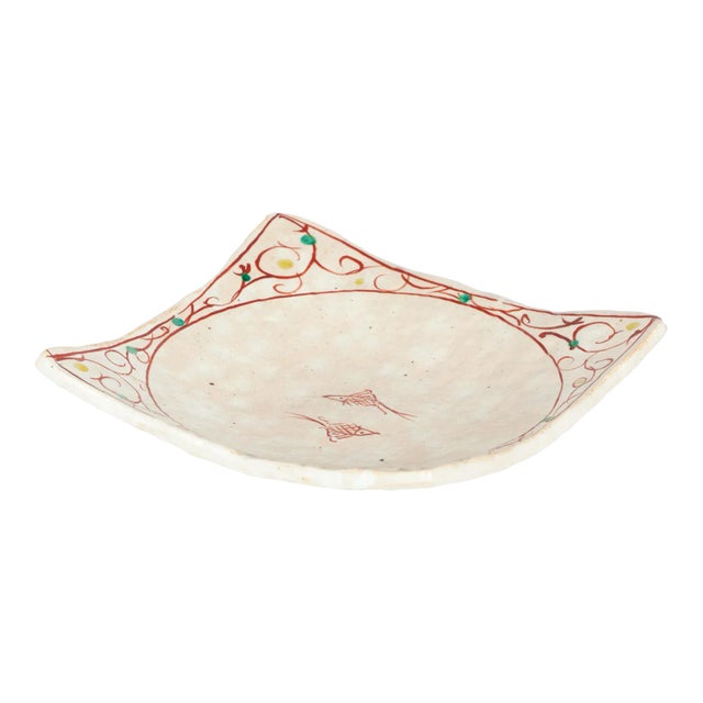 Ceramic Glazed Square Plate With Hand Painted Designs For Sale