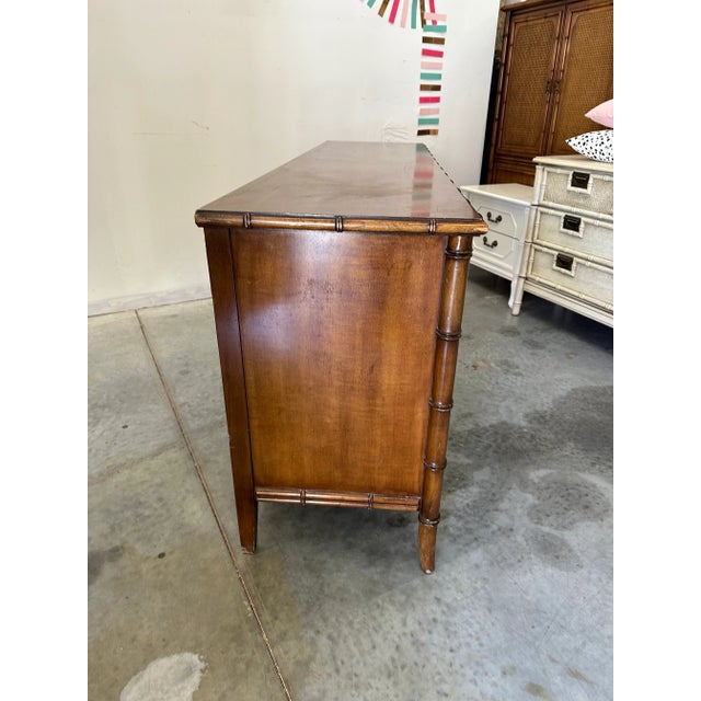 Brown 1950s Vintage Dixie Aloha Faux Bamboo Triple Dresser For Sale - Image 8 of 13