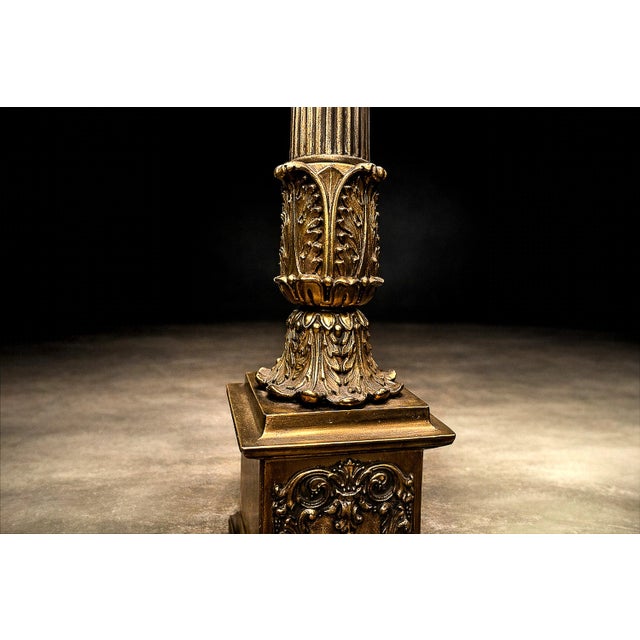 Pair of Neoclassical Revival Bronze Table Lamps With Sculptural Classical Bases and New Linen Shades, 1920-1930s For Sale - Image 11 of 12