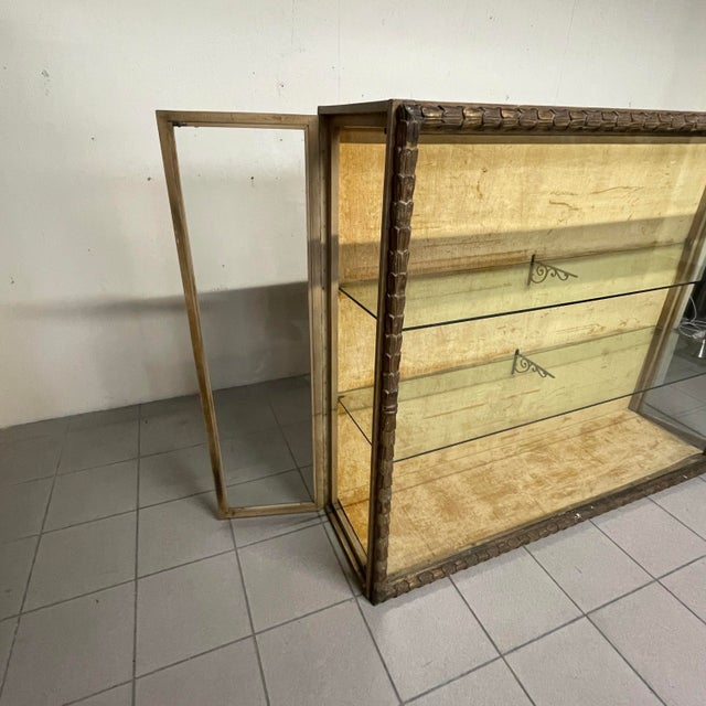 Brown Vintage Display Cabinet with Carved and Gilded Wooden Frame, 1940s For Sale - Image 8 of 18