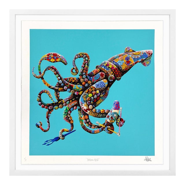Louis Masai, Squiddly Diddly - Golden Tip-Off (Framed, Hand Finished Screen Print), 202 For Sale