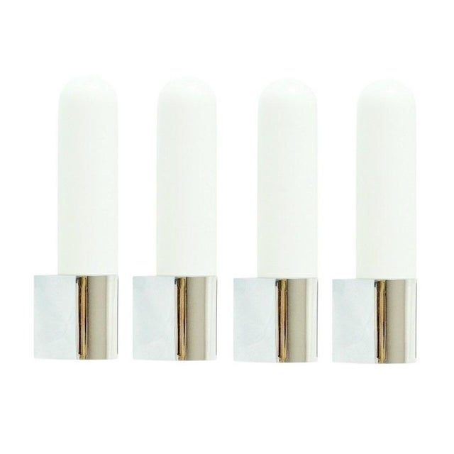 Vintage Opaline Glass and Chrome Wall Sconces from Limburg, Germany, 1970s-1980s, Set of 4 For Sale - Image 9 of 9