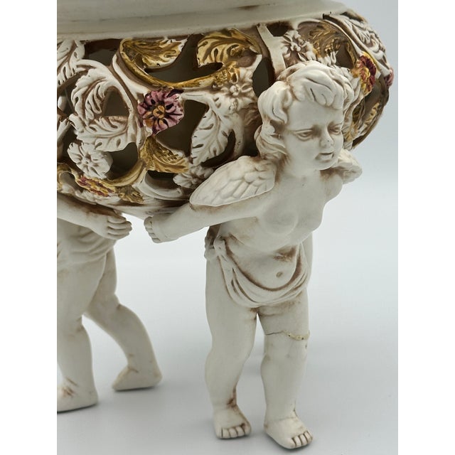Ardalt Antorini Italy Porcelain Compote | Cherub Figural Base For Sale In Detroit - Image 6 of 9