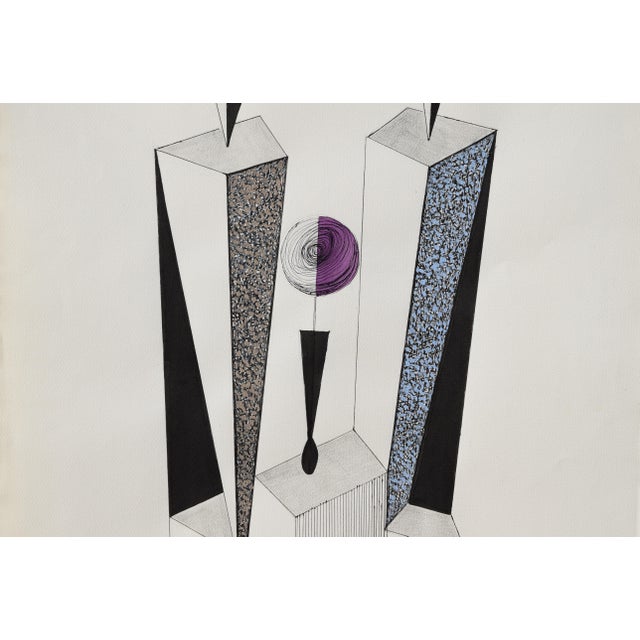 1960s Ernst Geitlinger, Couple at the Table, 1965, Mixed Media on Paper For Sale - Image 5 of 12