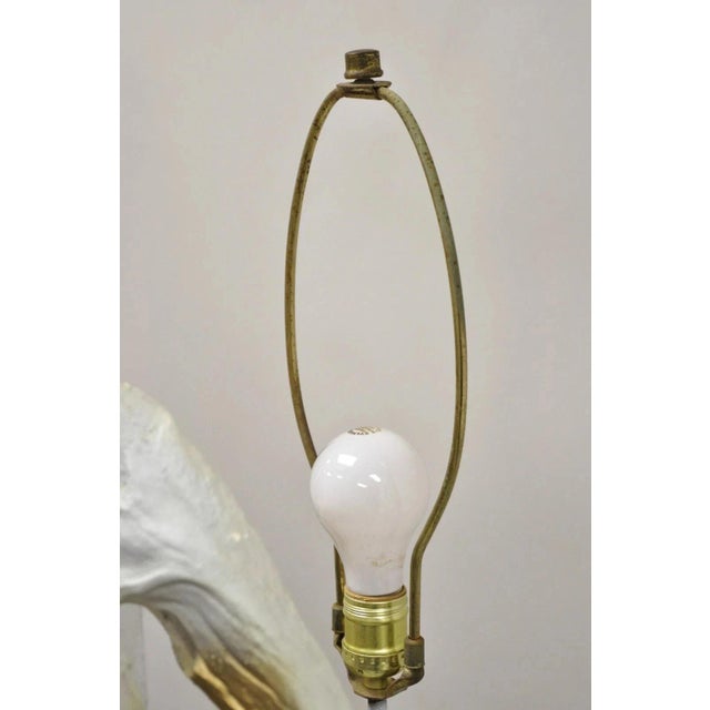 Vintage Mid Century Modern White Driftwood Kidney Glass Side Table Floor Lamp For Sale In Philadelphia - Image 6 of 12