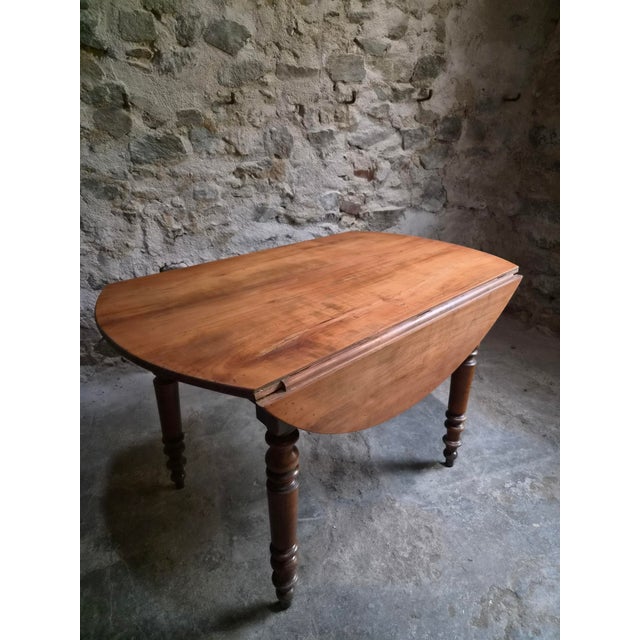 Wood Antique French Drop-Leaf Dining Table in Cherrywood and Walnut, 1870s For Sale - Image 7 of 18