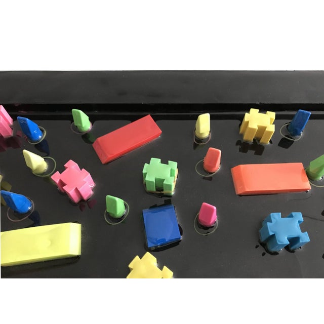 Modern "Rubber City 1" Contemporary Abstract Mixed-Media Painting by Mauro Oliveira, Framed For Sale - Image 3 of 5