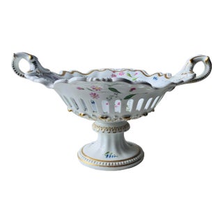19th C. Royal Copenhagen "Saxon Flower" Reticulated Centerpiece Bowl For Sale