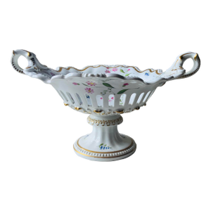 19th C. Royal Copenhagen "Saxon Flower" Reticulated Centerpiece Bowl