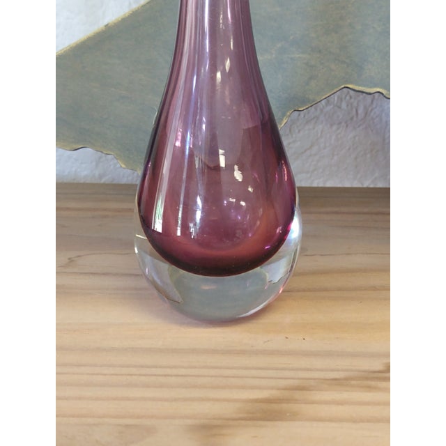Mid-Century Modern Mid-Century Glass Sommerso Bud Stem Vase, Raspberry Burgundy Wine Coloring For Sale - Image 3 of 6