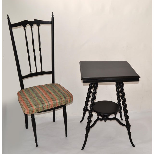 Victorian Early 20th Century French Barley Twist Table Black Finish Hand-Carved For Sale In Miami - Image 6 of 15