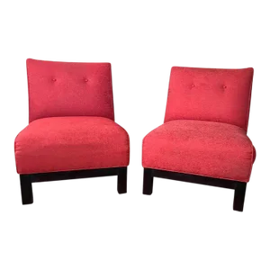 Pair Crate & Barrel Upholstered Lounge Slipper Chairs.