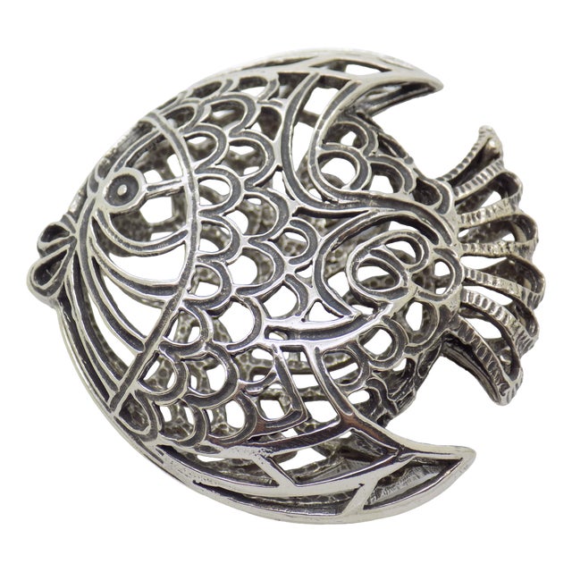 Vintage Italian Handmade Silver Tropical Fish Figurine, Naples, 1980s For Sale
