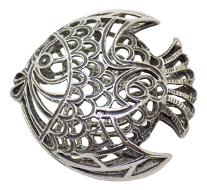 Vintage Italian Handmade Silver Tropical Fish Figurine, Naples, 1980s
