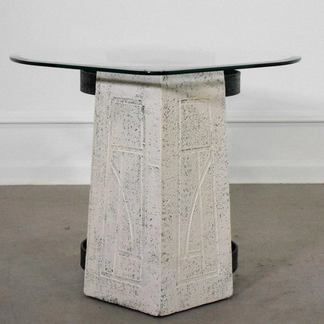 1960s 1960's Abstract Modern Plaster and Verdigris Iron Eye Shaped Side Table For Sale - Image 5 of 10