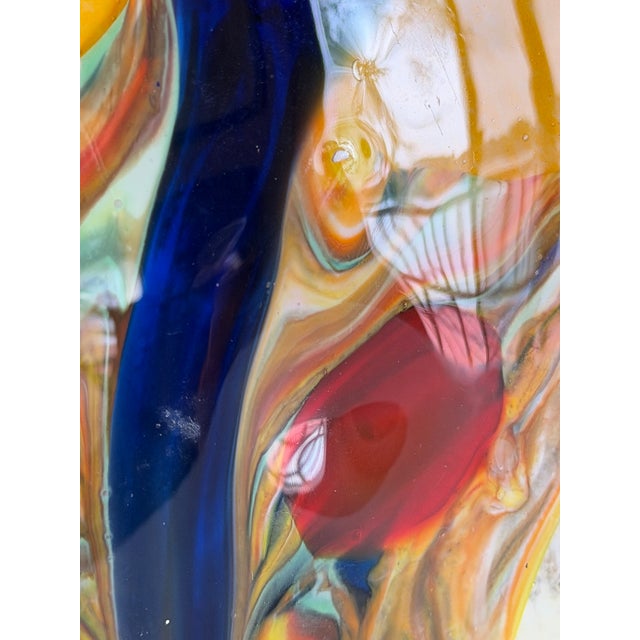 Hand-Blown Art Glass Vase With Multicolored Swirl Design For Sale - Image 14 of 16
